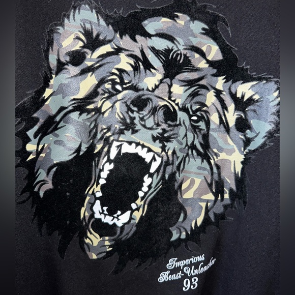 IMPERIOUS Beast unleasher 93 mens black sweatshirt size M bear graphics - Picture 3 of 10